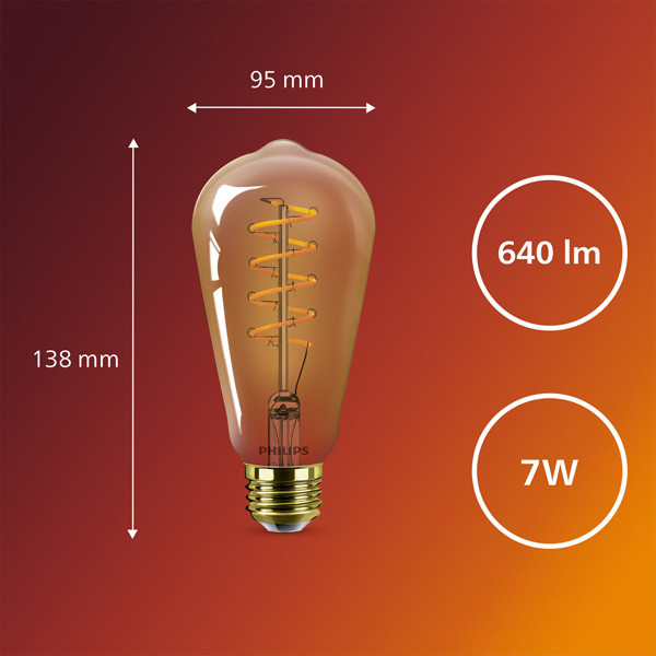 Philips LED lamp E27 Edison ST64 SceneSwitch Amber Filament 2700K 7W 50W Philips 123led